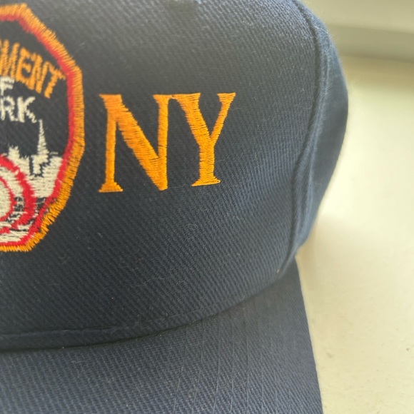 Vintage FDNY Fire Dept NY blue and gold embroidered hat Velcro NWOT - Picture 3 of 7